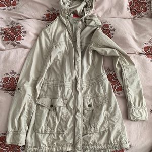 Cream/Khaki Abercrombie & Fitch Long Cargo Jacket